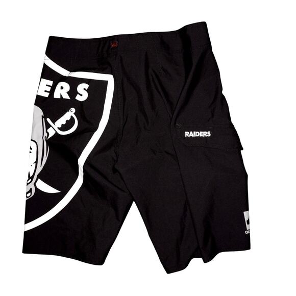Quiksilver x Raiders Board Shorts Size 32 Black NFL Collab Swim Trunks - Picture 2 of 7